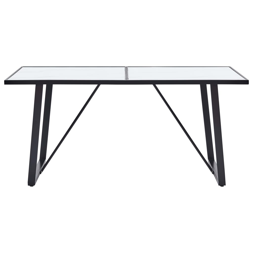 Table à manger blanche 160 x 80 x 75 cm en verre trempé
