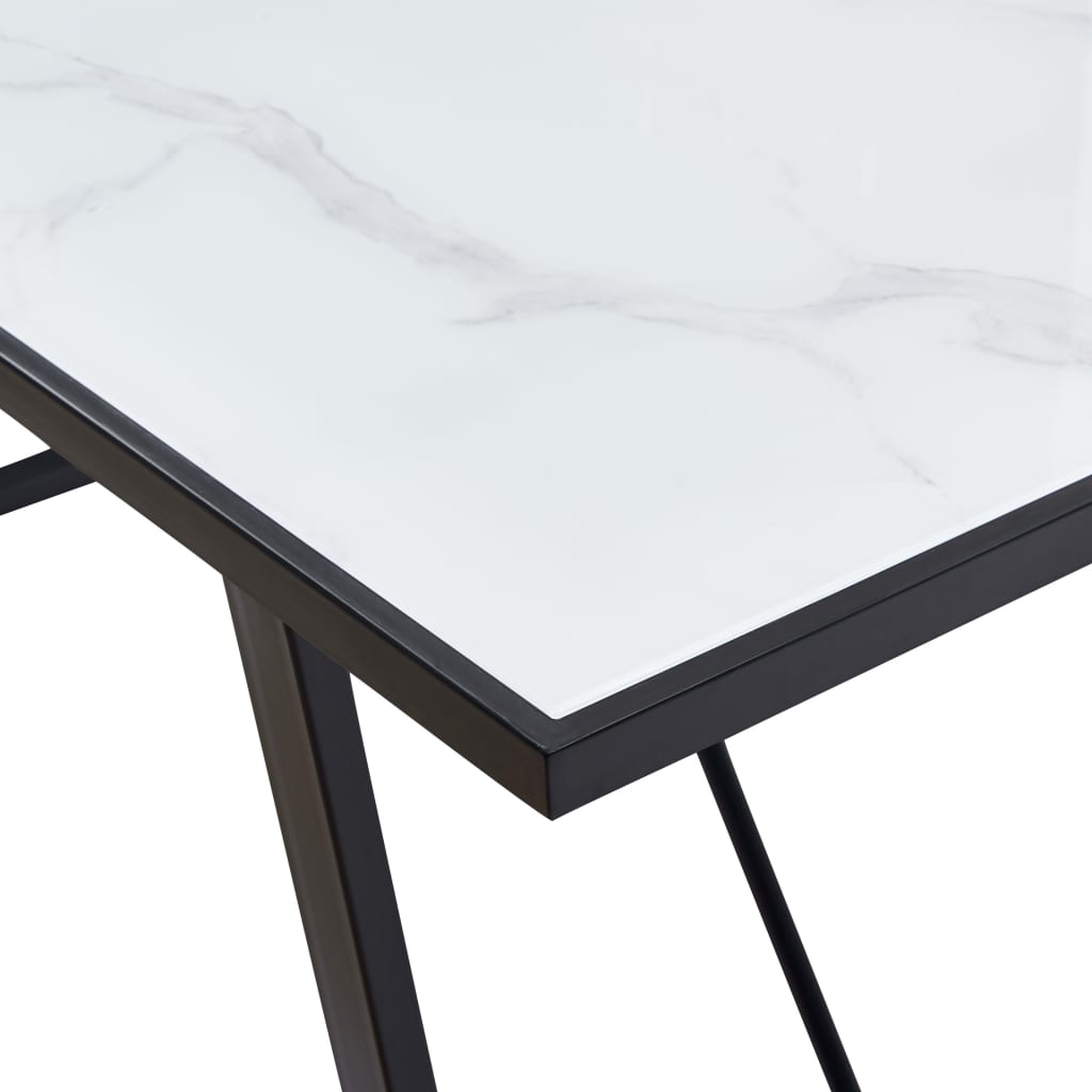 Table à manger blanche 160 x 80 x 75 cm en verre trempé