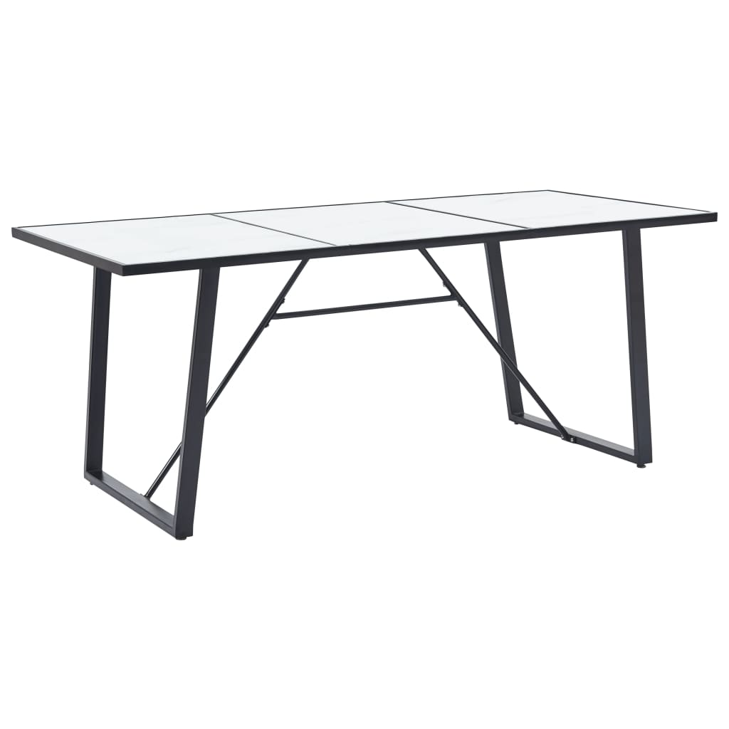 Table à manger blanche 180 x 90 x 75 cm en verre trempé