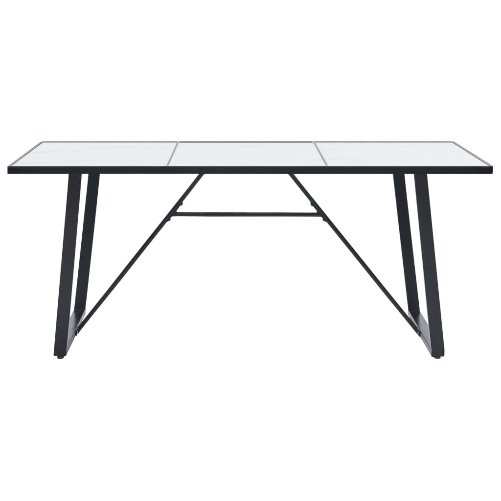Table à manger blanche 180 x 90 x 75 cm en verre trempé