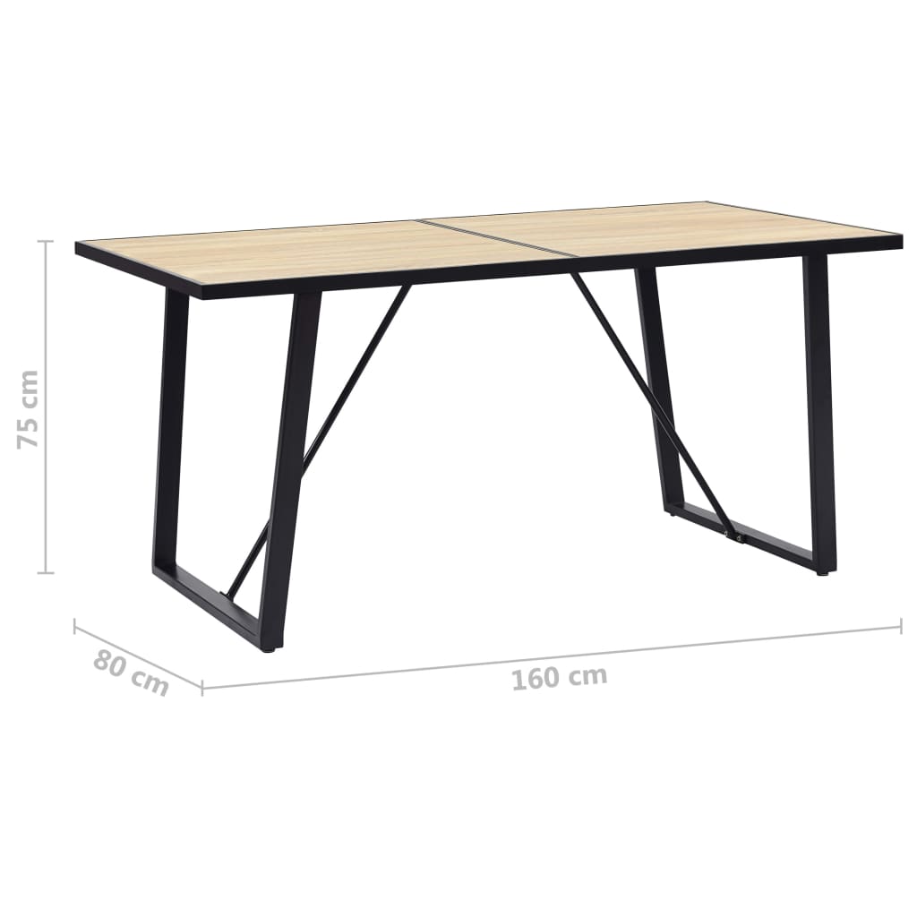 Table à manger couleur chêne 160×80×75 cm MDF