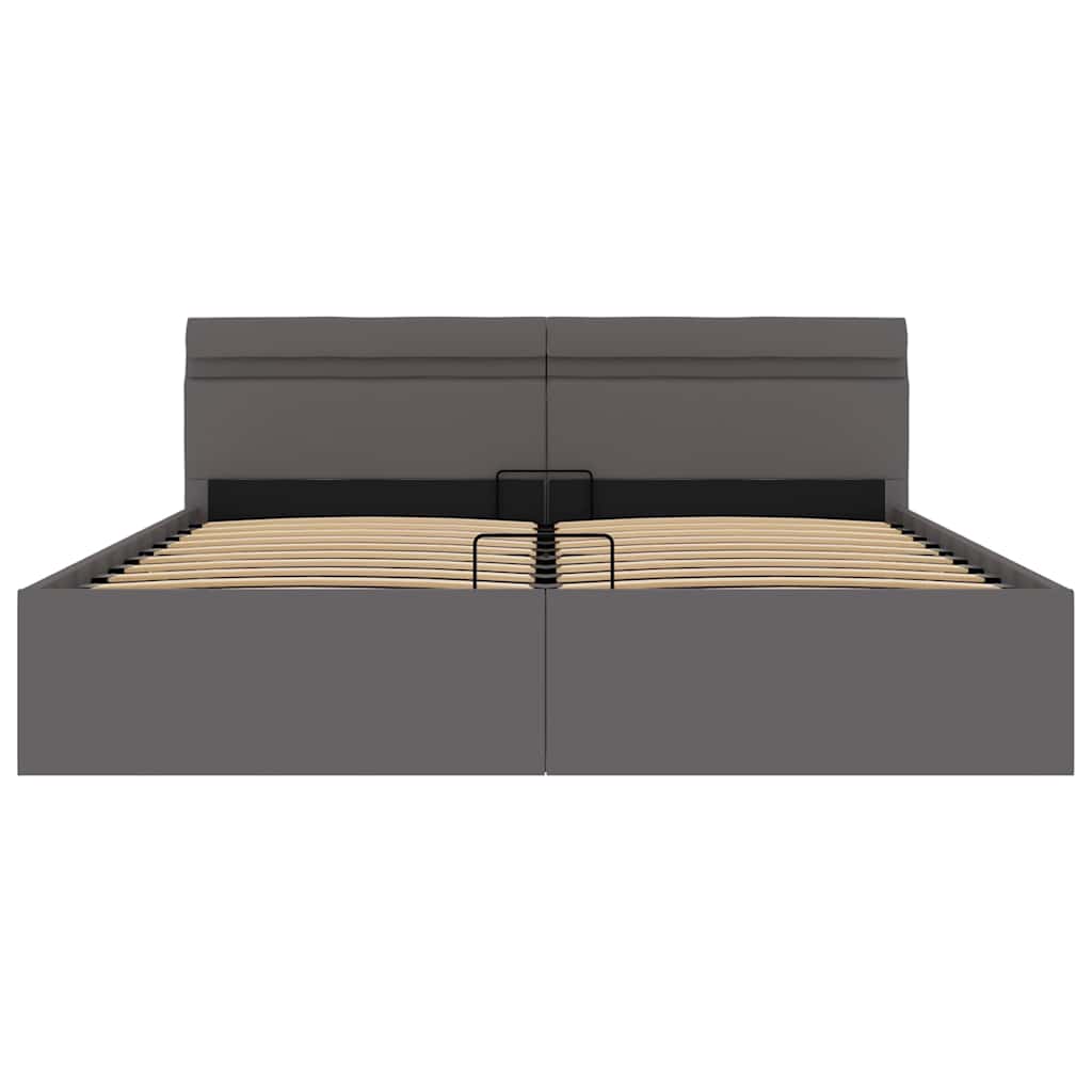 Bett mit Bettkasten Hydraulisch LED Grau Kunstleder 180x200 cm