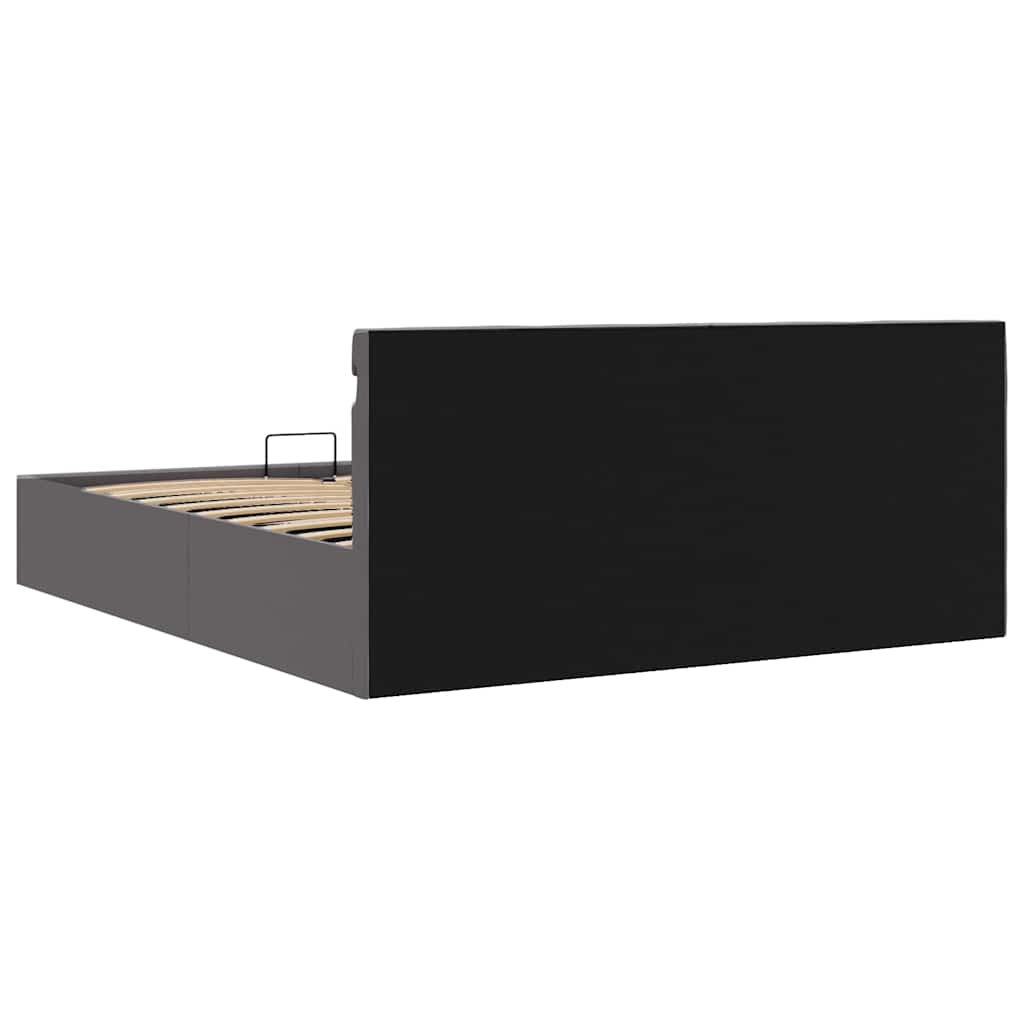 Bett mit Bettkasten Hydraulisch LED Grau Kunstleder 180x200 cm