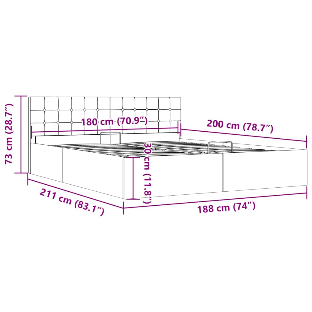 Stauraumbett Hydraulisch Hellgrau Stoff 180×200 cm