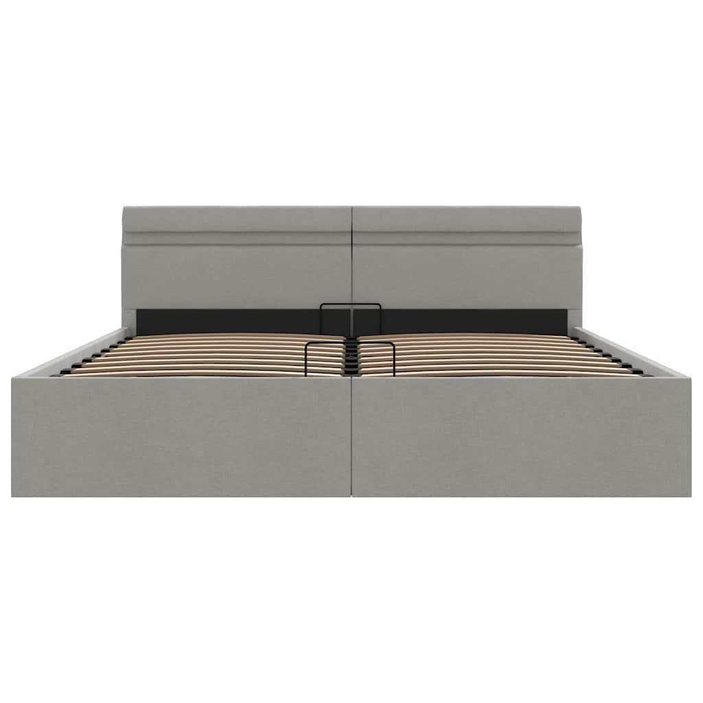 Bett mit Bettkasten Hydraulisch LED Hellgrau Stoff 180x200 cm