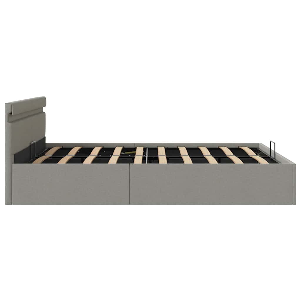 Bett mit Bettkasten Hydraulisch LED Hellgrau Stoff 180x200 cm
