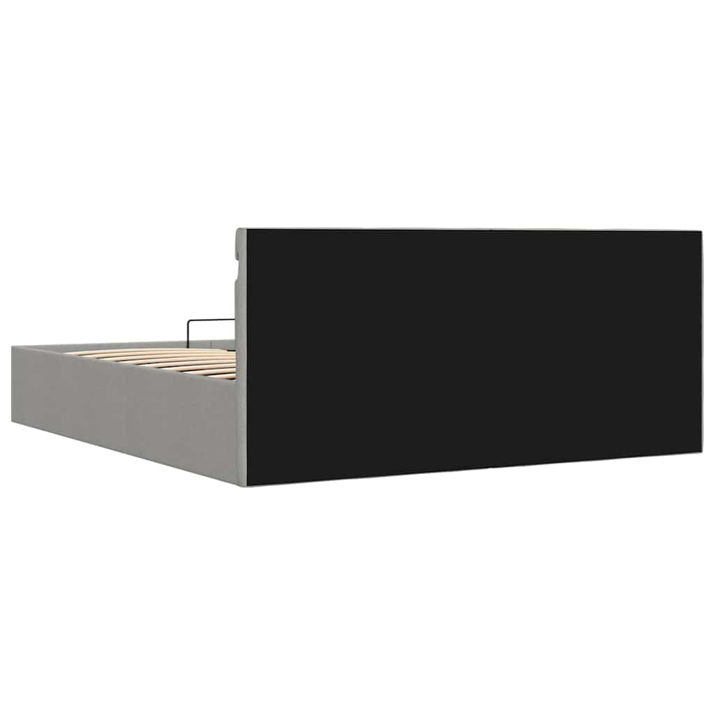Bett mit Bettkasten Hydraulisch LED Hellgrau Stoff 180x200 cm