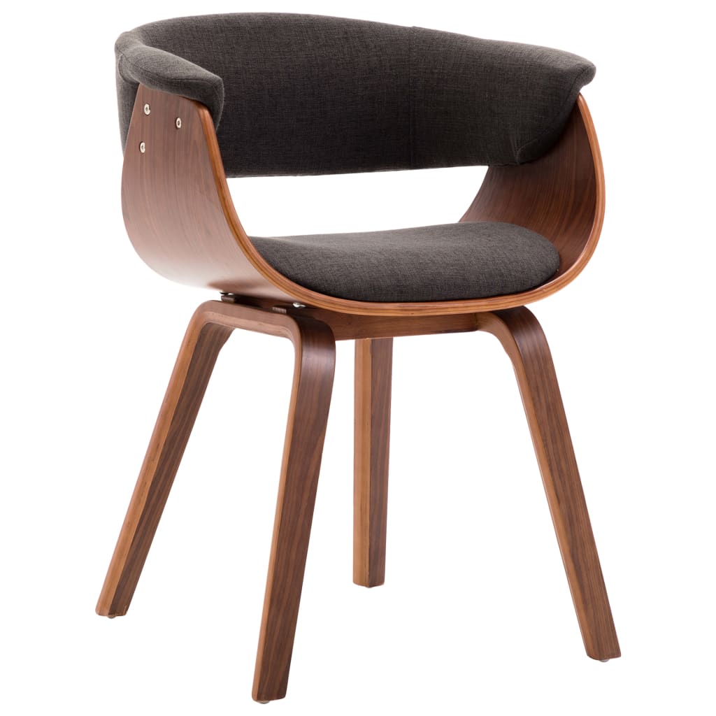Chaises de salle à manger, lot de 2, en bois courbé gris et tissu