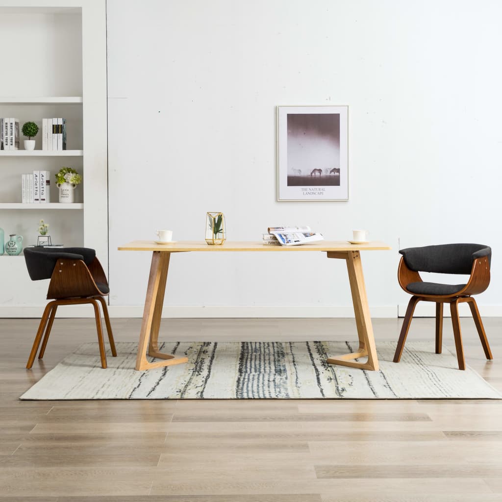Chaises de salle à manger, lot de 2, en bois courbé gris et tissu