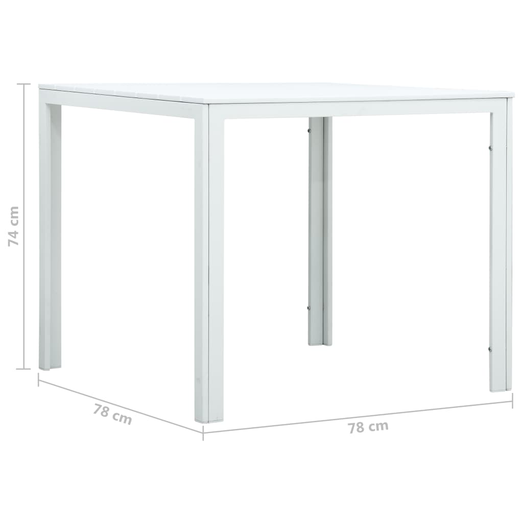 Table basse blanc 78x78x74 cm HDPE aspect bois