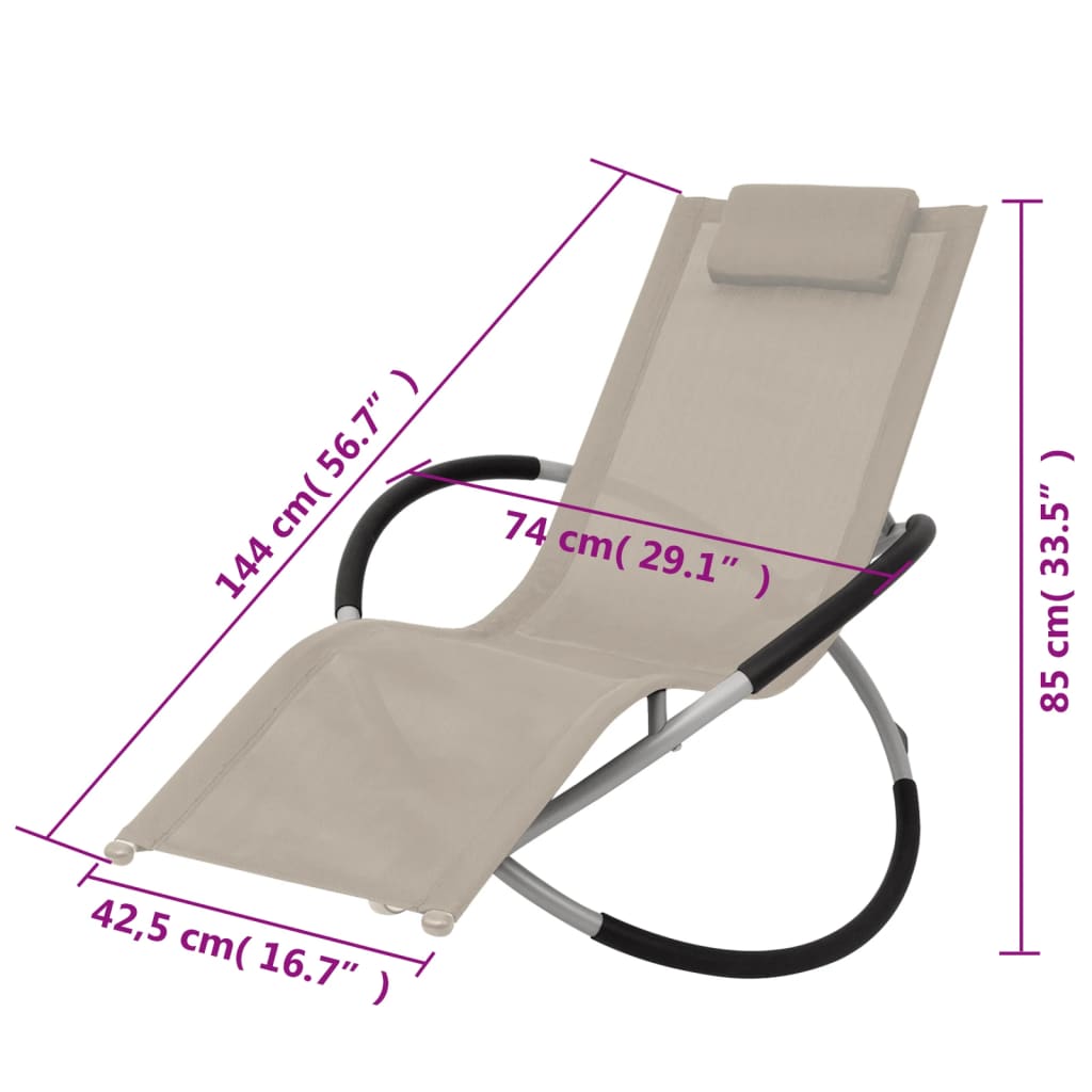 Sun Lounger Geometric Steel Cream