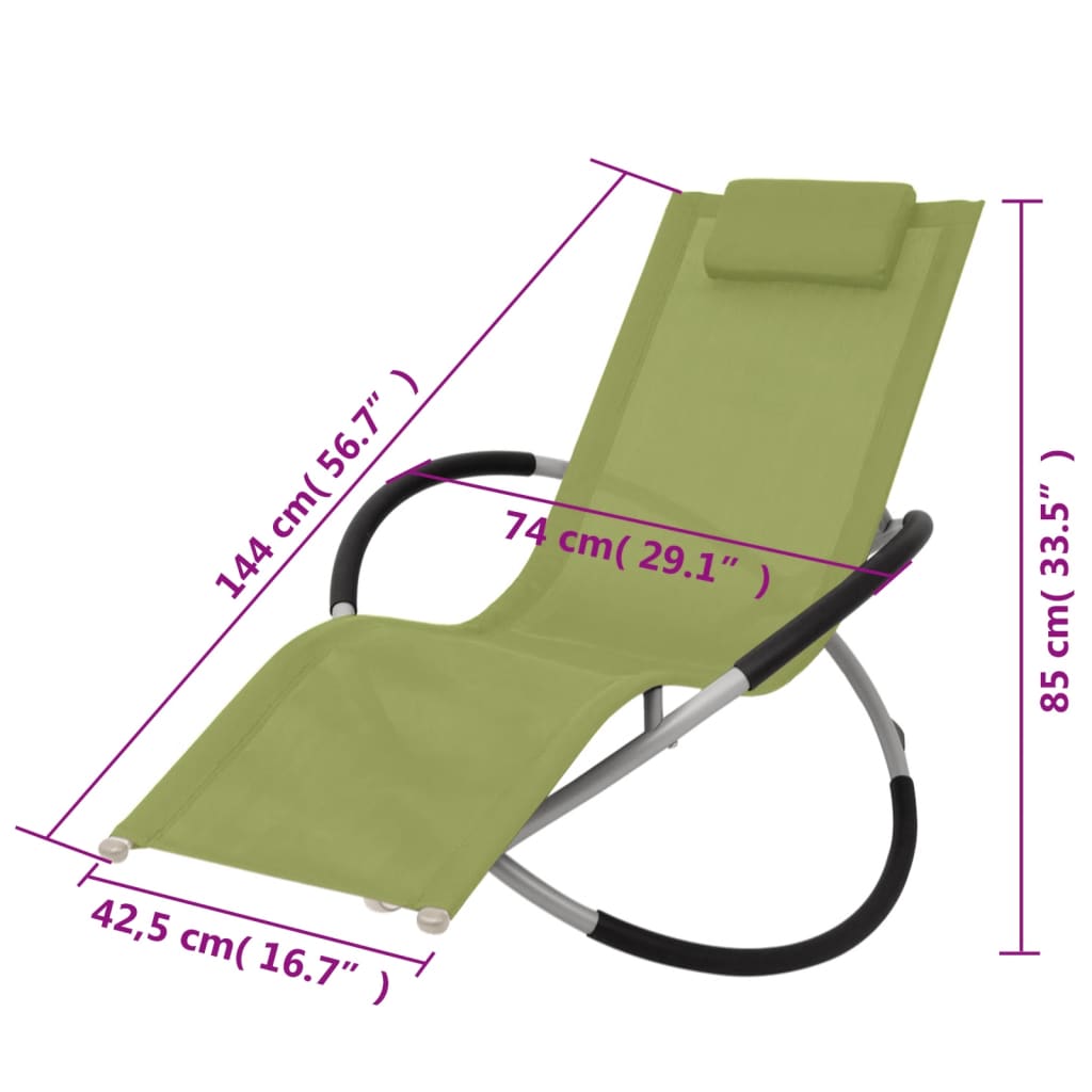 Sun Lounger Geometric Steel Green