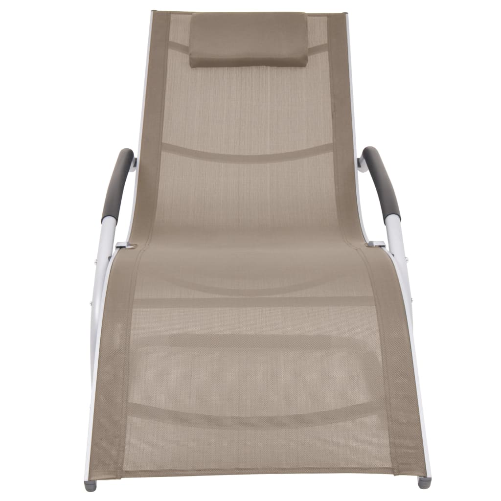 Bain de soleil avec coussin en aluminium et textilène taupe