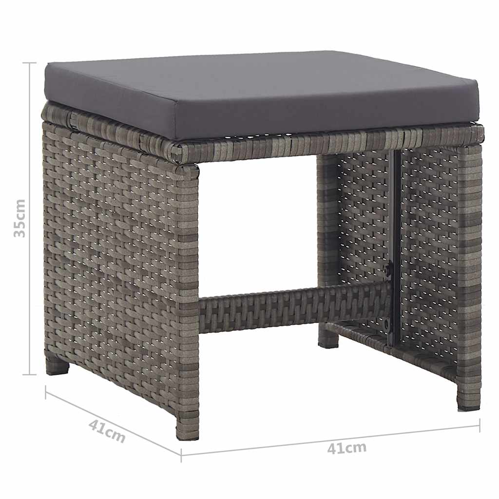 Gartenhocker 2 Stk. mit Sitzkissen Poly Rattan Anthrazit