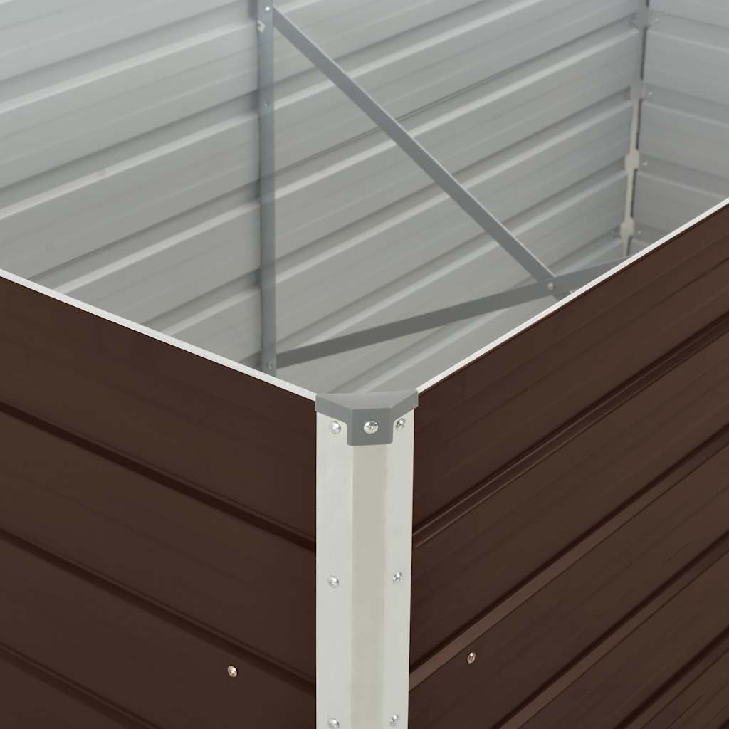 Lit surélevé 160 x 80 x 45 cm acier galvanisé marron