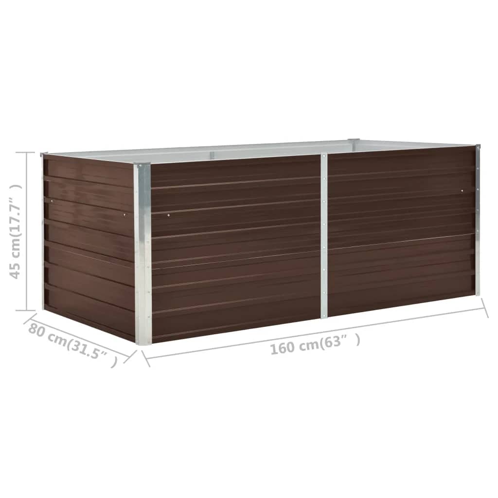 Lit surélevé 160 x 80 x 45 cm acier galvanisé marron
