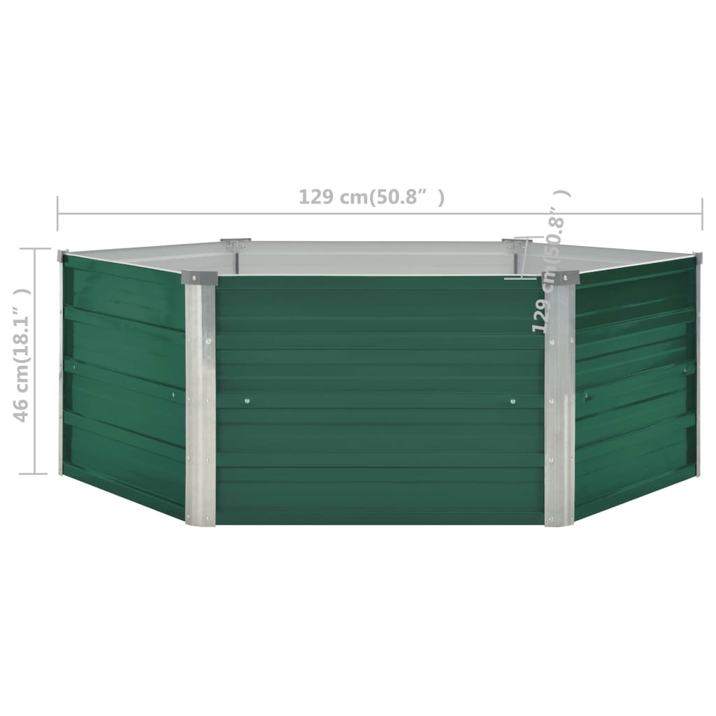 Jardinière surélevée 129x129x46 cm en acier galvanisé vert