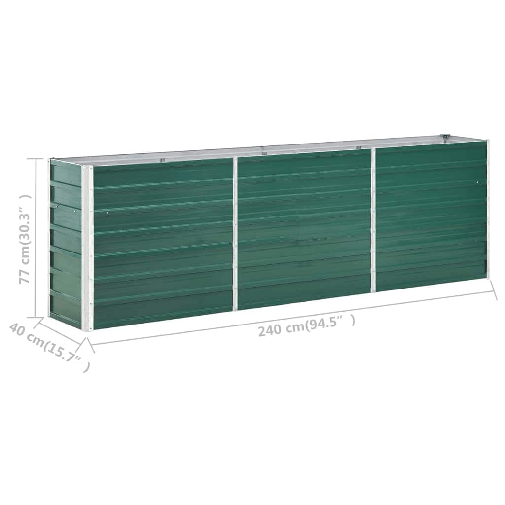 Plate-bande surélevée de jardin en acier galvanisé 240×40×77 cm Vert
