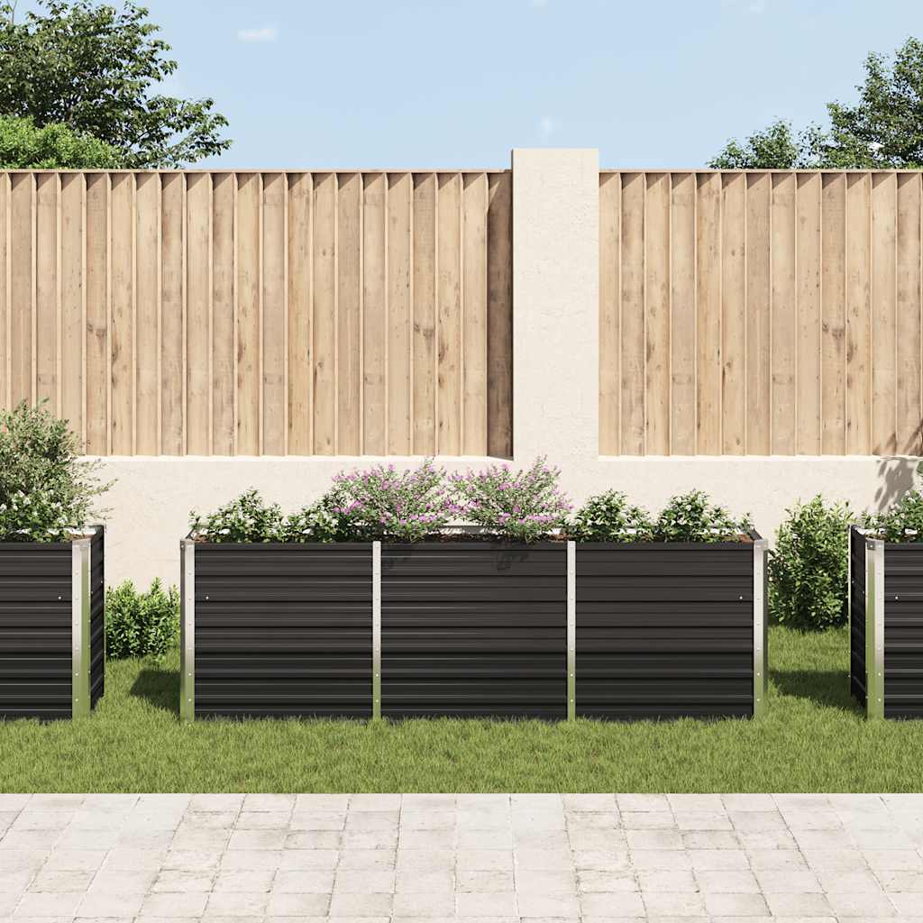 Garden Raised Bed Galvanized Steel 240 x 40 x 77 cm Anthracite