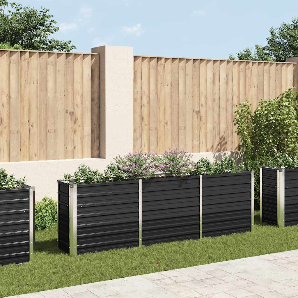 Garden Raised Bed Galvanized Steel 240 x 40 x 77 cm Anthracite