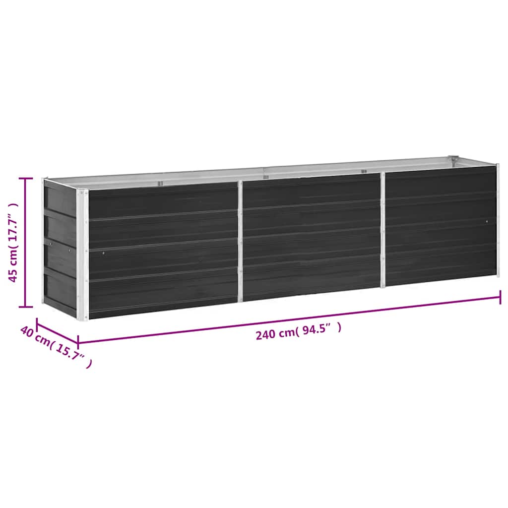 Garden Raised Bed Galvanized Steel 240×40×45 cm Anthracite