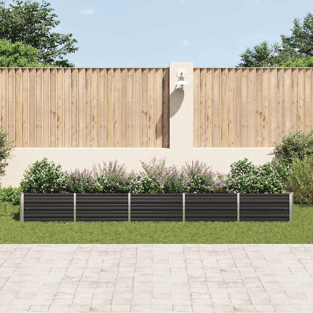 Garden Raised Bed Galvanized Steel 400x80x45 cm Anthracite