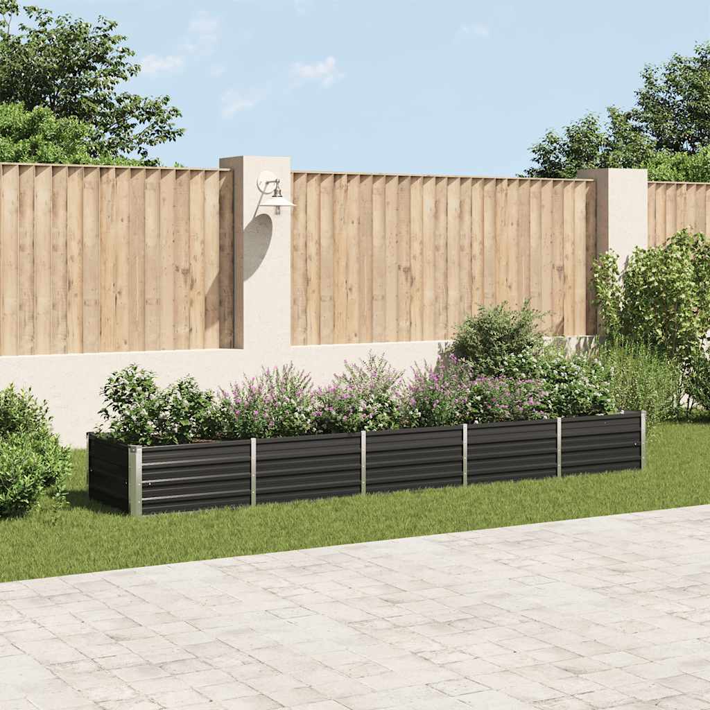 Garden Raised Bed Galvanized Steel 400x80x45 cm Anthracite