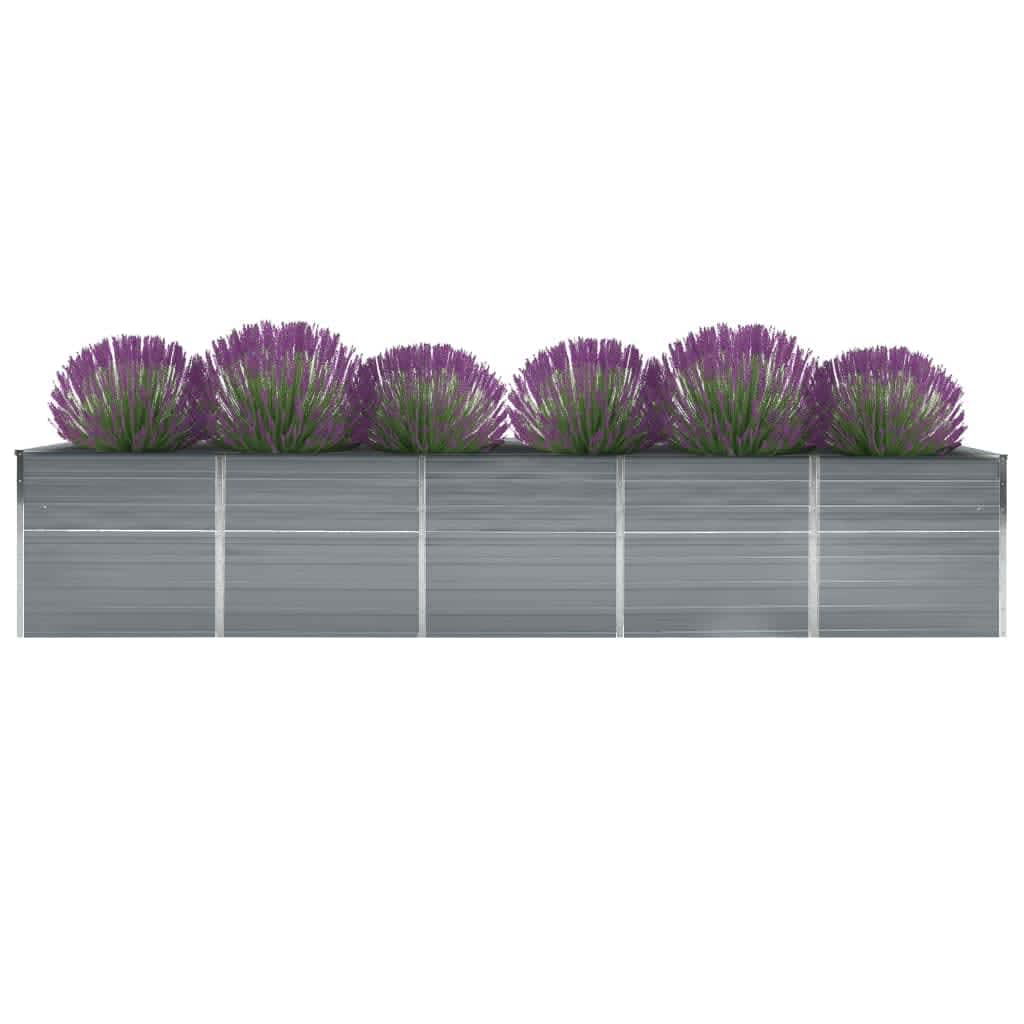 Plate-bande surélevée de jardin en acier galvanisé 400×80×77 cm Gris