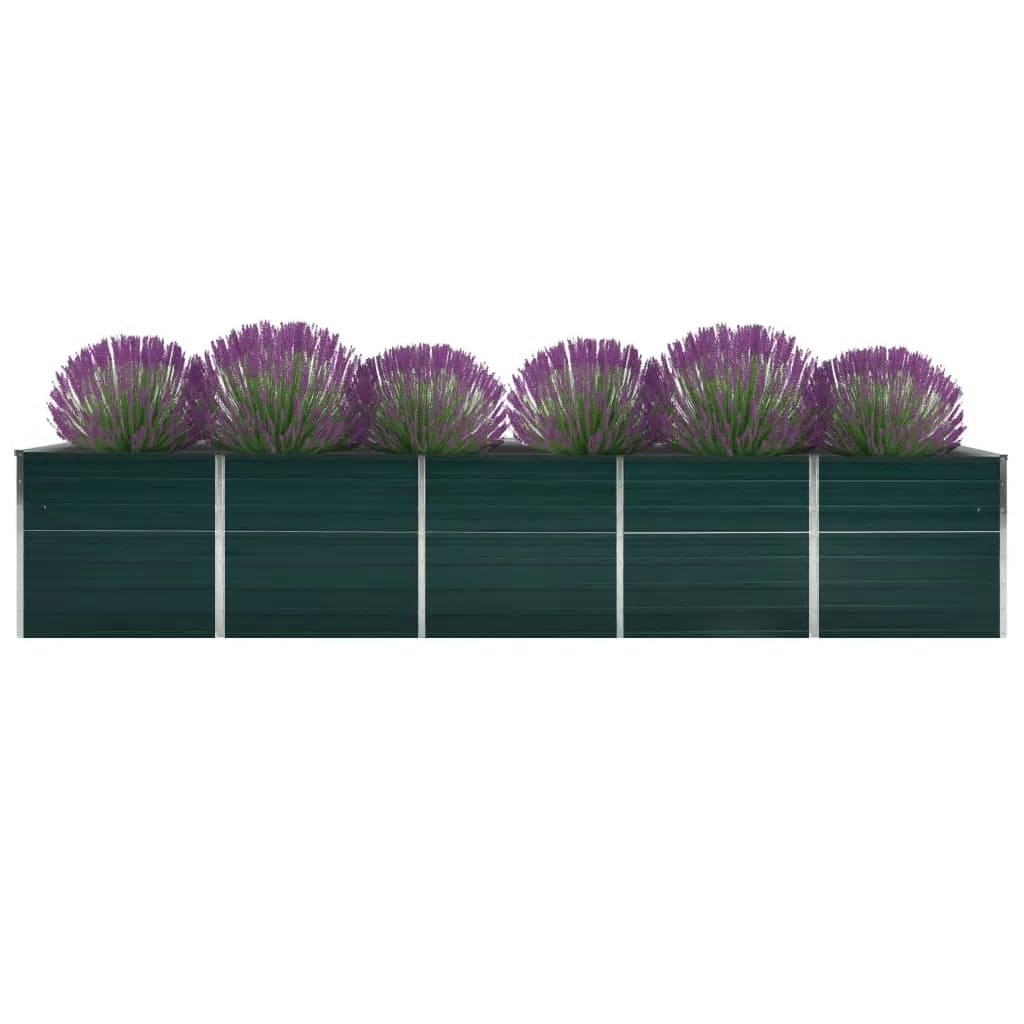 Plate-bande surélevée de jardin en acier galvanisé 400×80×77 cm Vert
