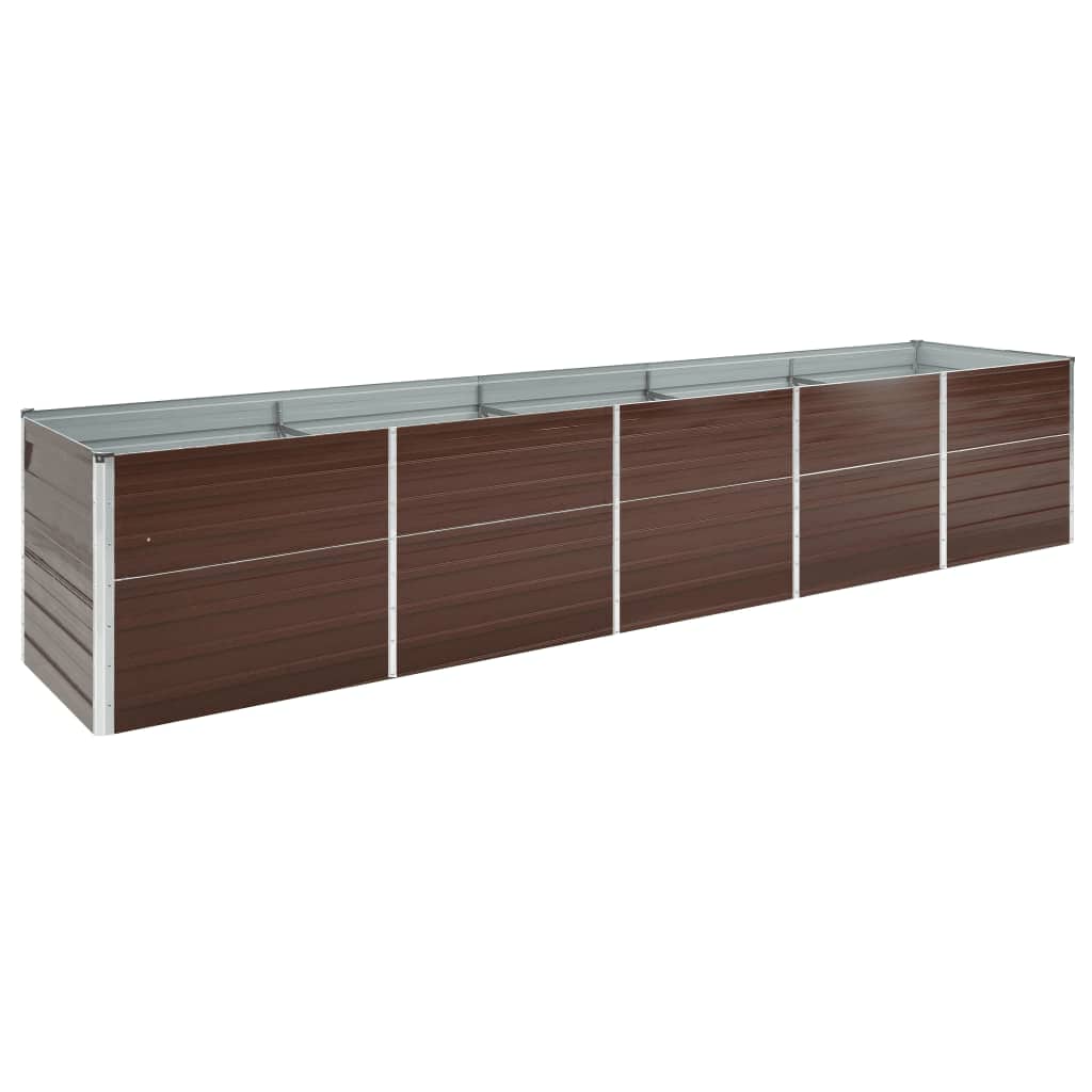 Plate-bande surélevée de jardin en acier galvanisé 400×80×77 cm Marron