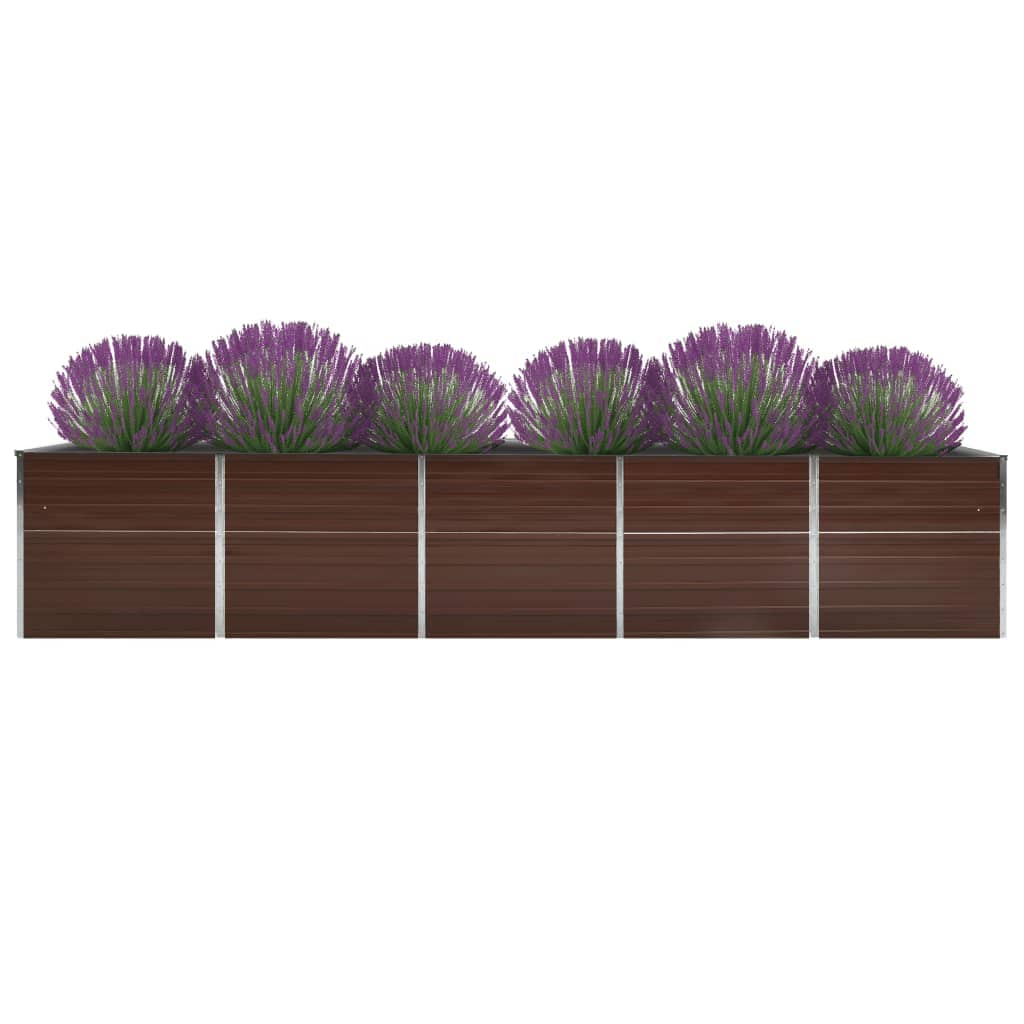 Plate-bande surélevée de jardin en acier galvanisé 400×80×77 cm Marron