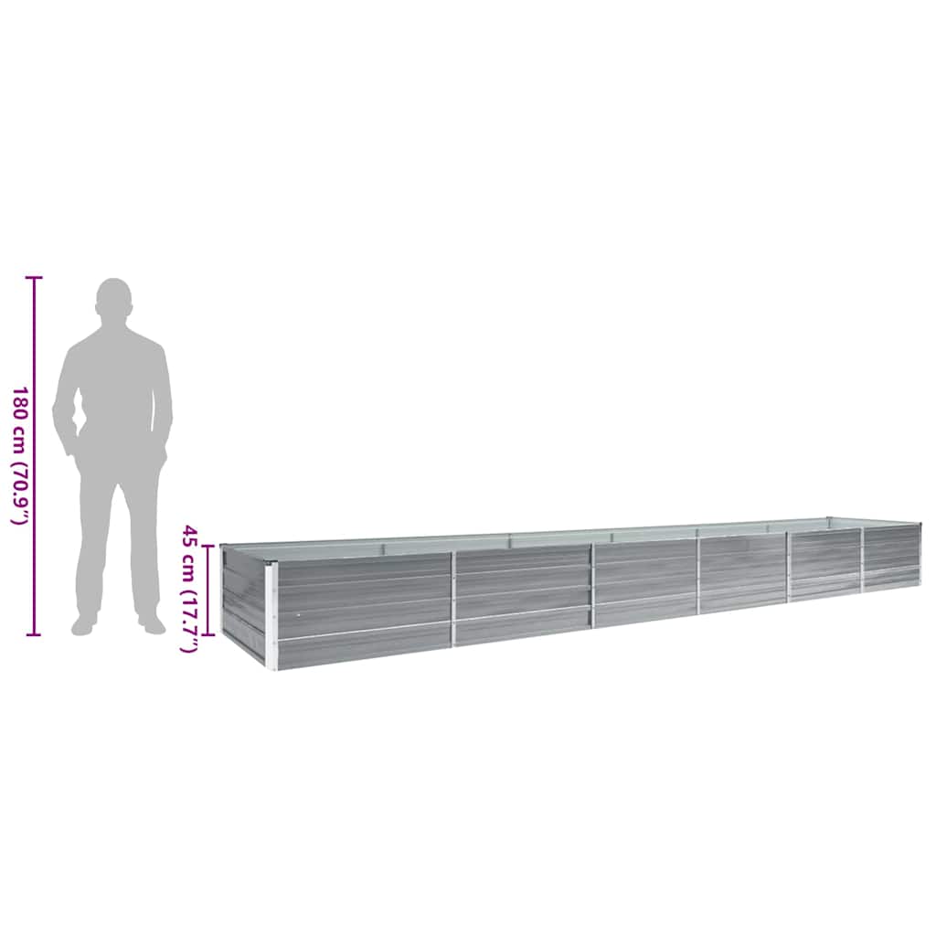 Plate-bande surélevée de jardin en acier galvanisé 480x80x45 cm gris