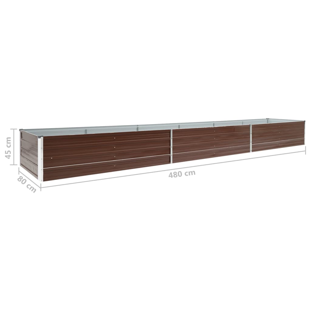 Plate-bande surélevée de jardin en acier galvanisé 480x80x45 cm marron