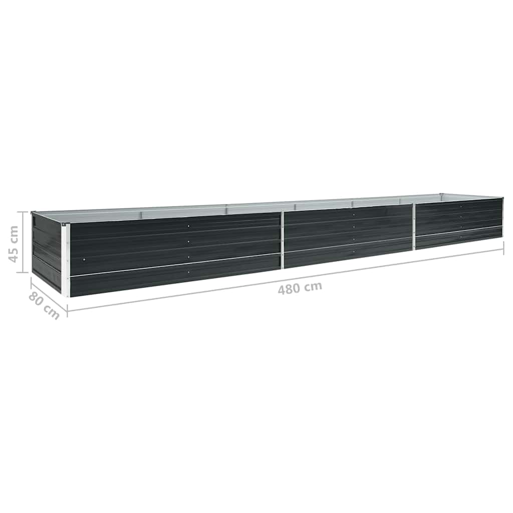 Plate-bande surélevée de jardin en acier galvanisé 480x80x45 cm anthracite
