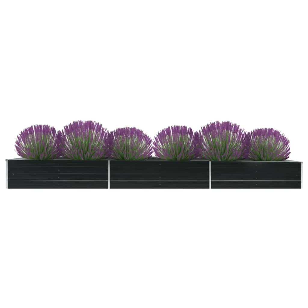 Plate-bande surélevée de jardin en acier galvanisé 480x80x45 cm anthracite