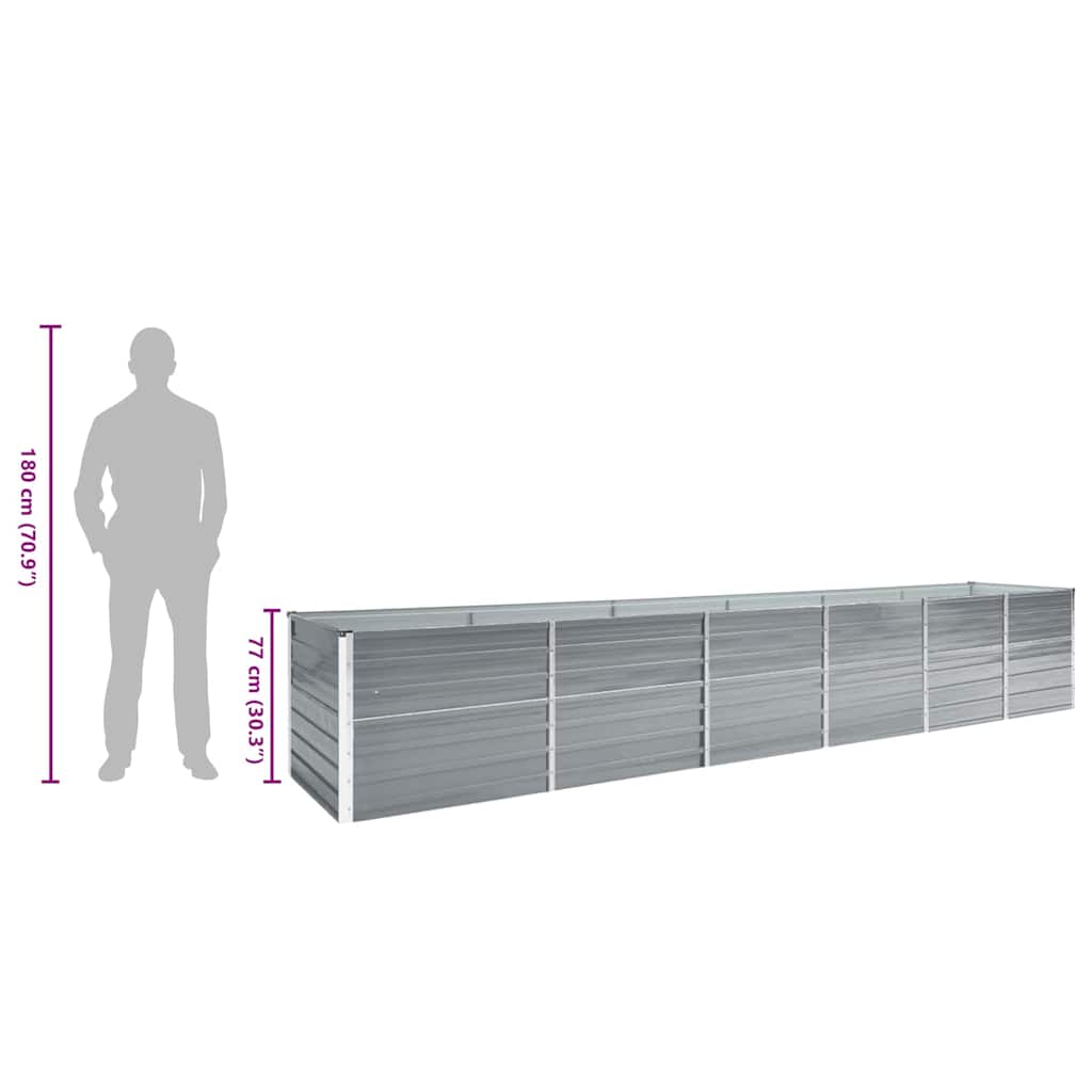 Plate-bande surélevée de jardin en acier galvanisé 480x80x77 cm gris