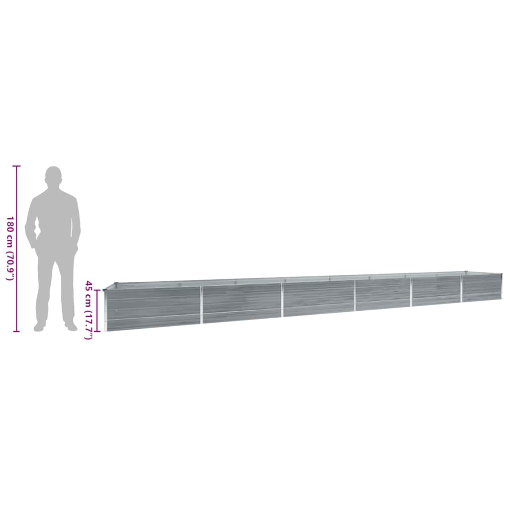 Plate-bande surélevée de jardin en acier galvanisé 600x80x45 cm gris