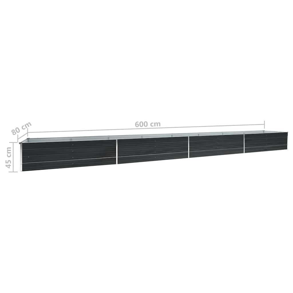 Plate-bande surélevée de jardin en acier galvanisé 600x80x45 cm anthracite