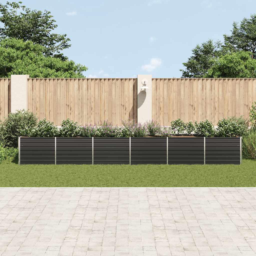 Garten-Hochbeet Verzinkter Stahl 600x80x77 cm Anthrazit