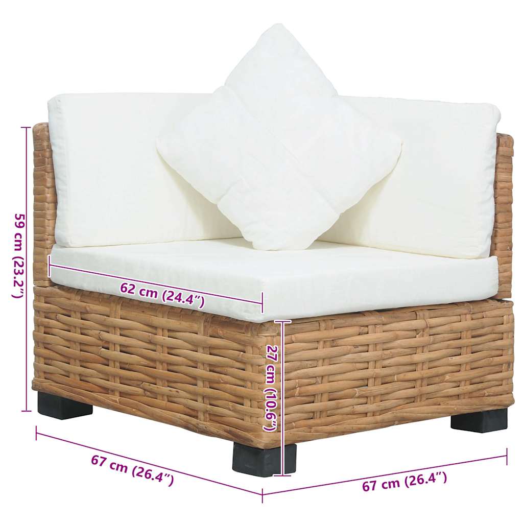 Ecksofa mit Kissen Natürliches Rattan