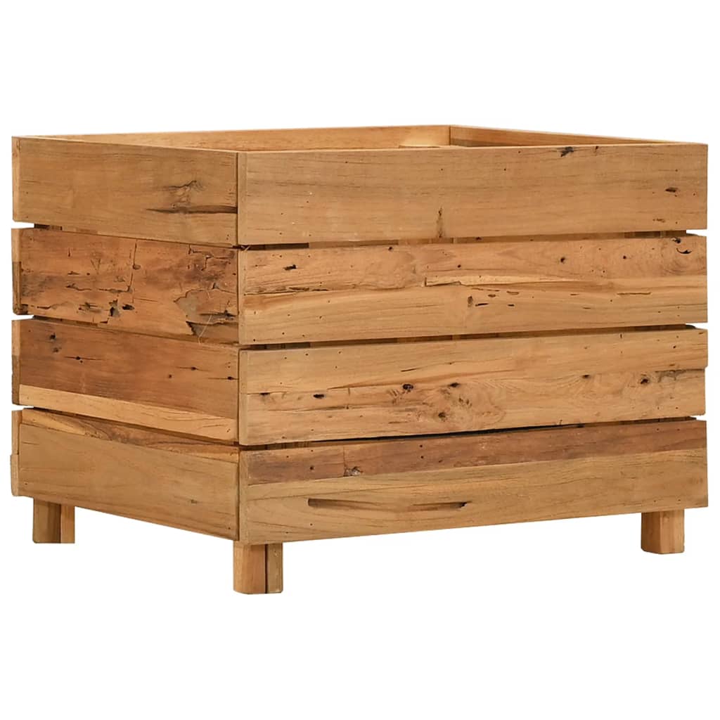 Lit surélevé 50x40x38 cm bois de teck massif et acier