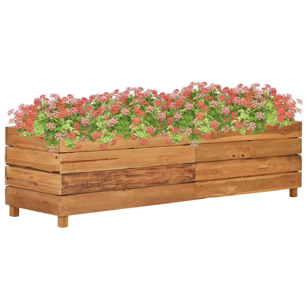 Jardinière surélevée 150x40x38 cm en bois de teck recyclé et acier