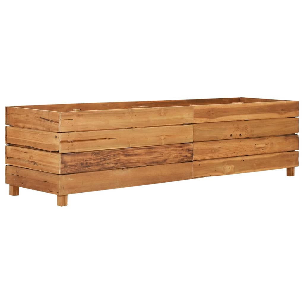 Jardinière surélevée 150x40x38 cm en bois de teck recyclé et acier