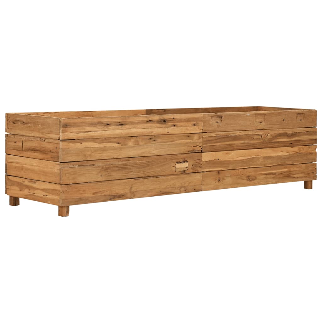 Jardinière surélevée 150x40x38 cm en bois de teck recyclé et acier