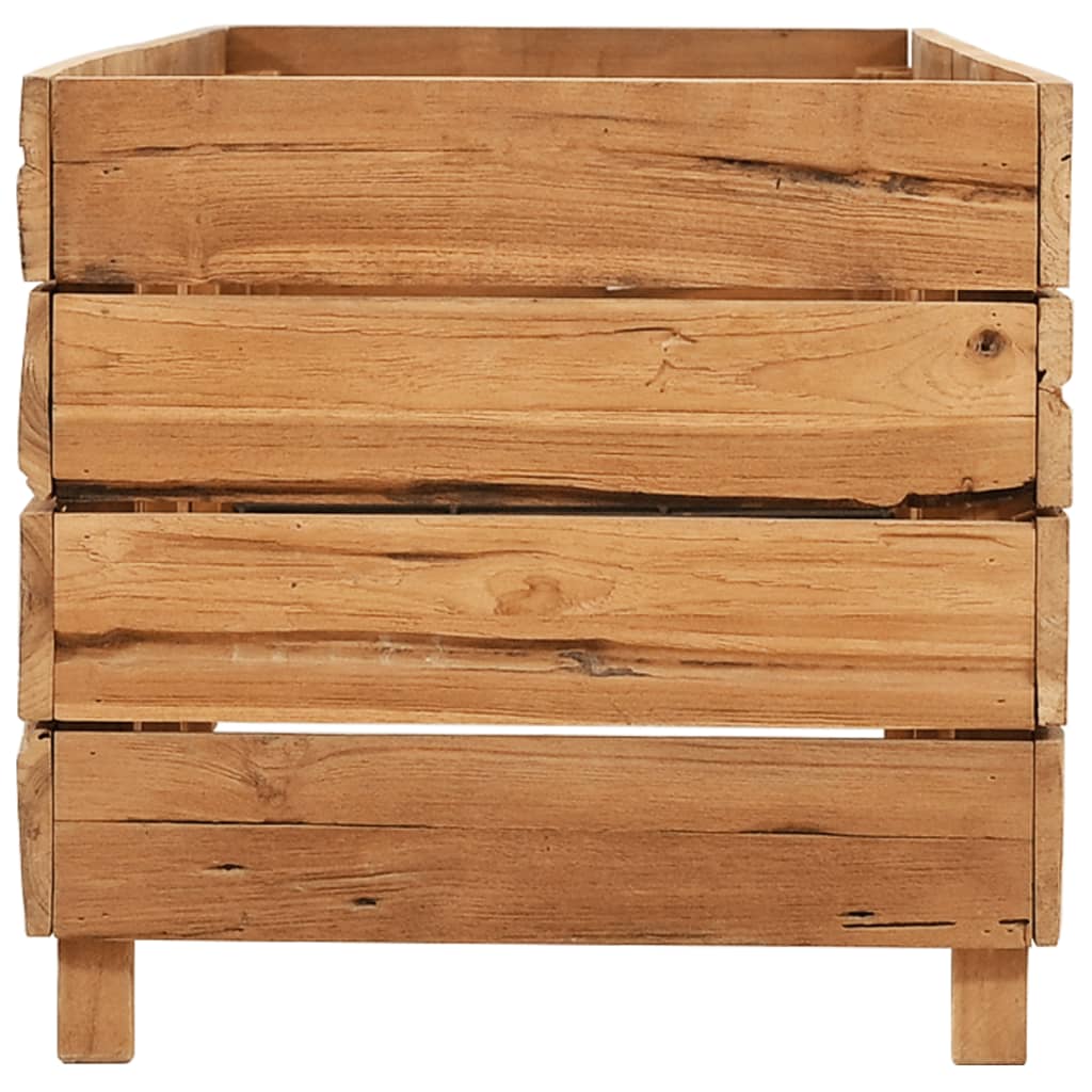 Jardinière surélevée 150x40x38 cm en bois de teck recyclé et acier