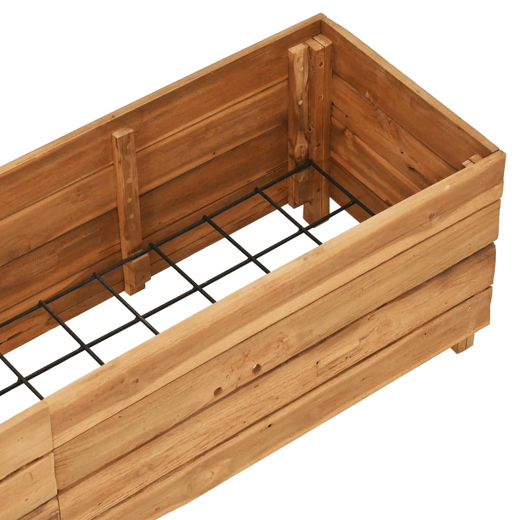 Jardinière surélevée 150x40x38 cm en bois de teck recyclé et acier