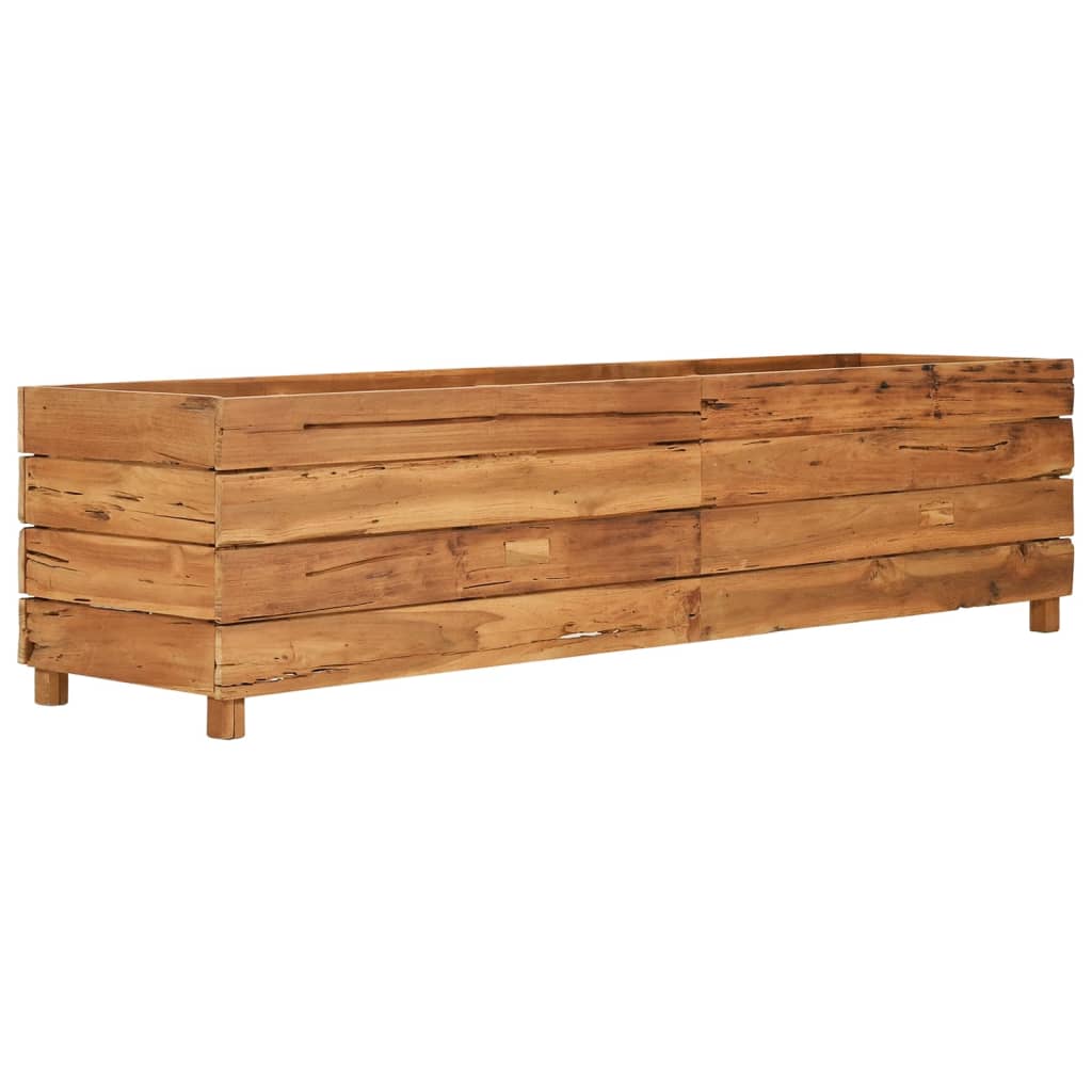 Jardinière surélevée 150x40x38 cm en bois de teck recyclé et acier