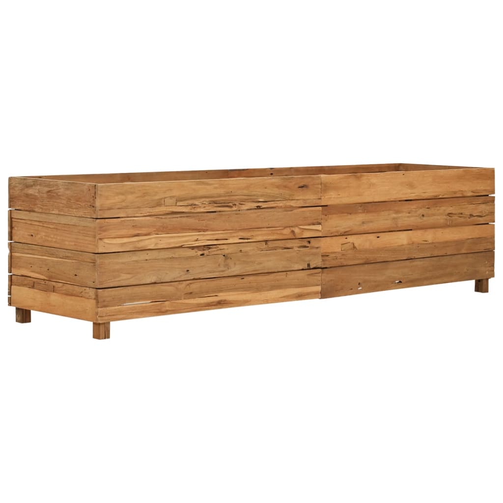 Jardinière surélevée 150x40x38 cm en bois de teck recyclé et acier
