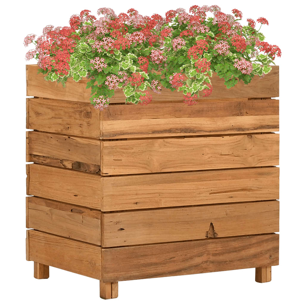 Jardinière surélevée 50x40x55 cm en bois de teck recyclé et acier