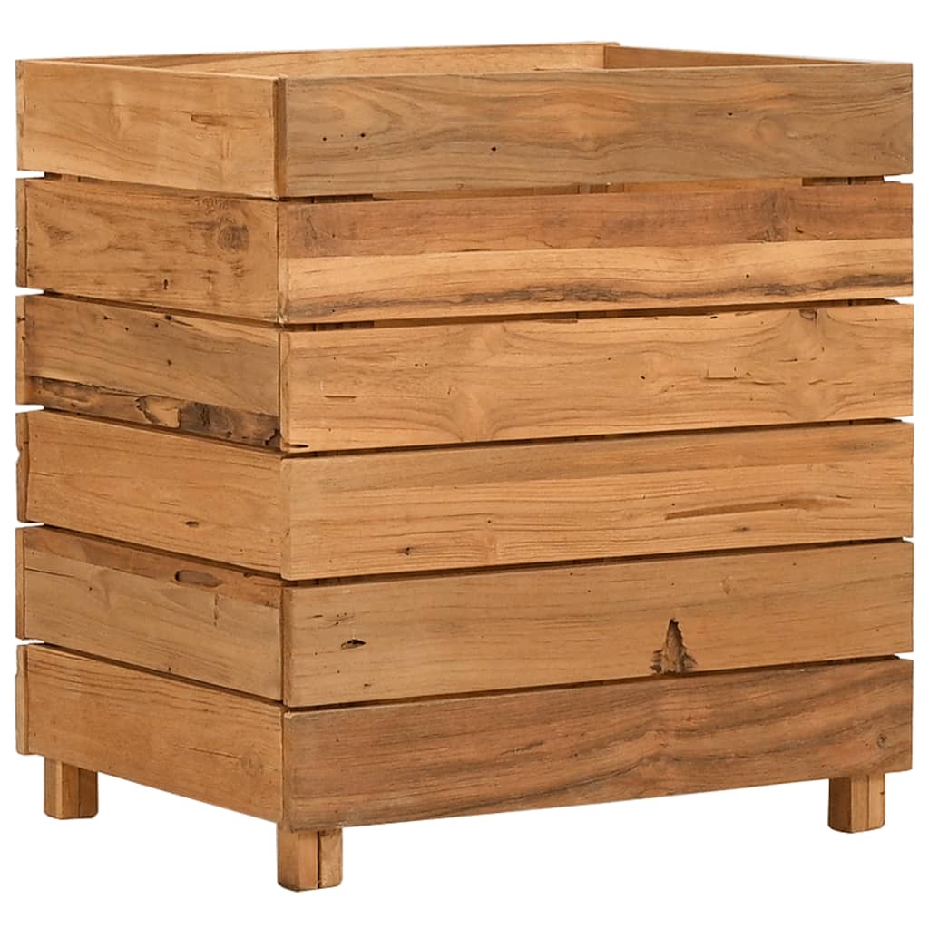Jardinière surélevée 50x40x55 cm en bois de teck recyclé et acier